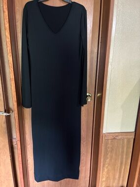 Classic Black V-Neck Long Sleeve Women's Dress XL